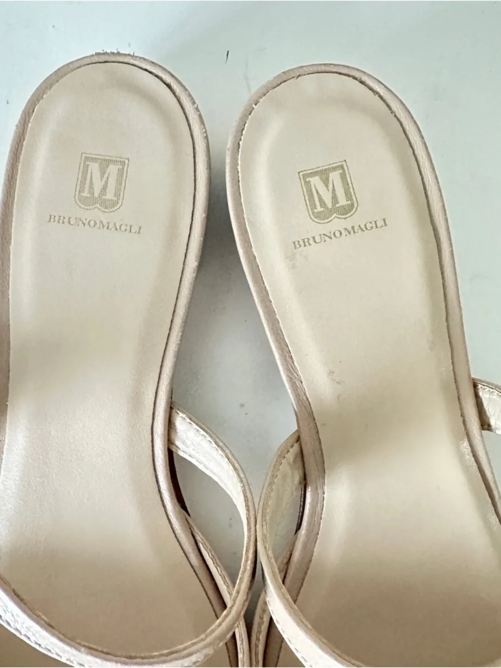 NEW Bruno Magli Pasha Nude Leather Slingback Mules with Gold Buckle, Sz 37.5 - Picture 6 of 13